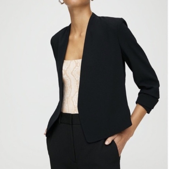 ARITZIA BABATON Power Hip Crop Blazer Black Short Open Jacket Size 12 - Picture 2 of 14